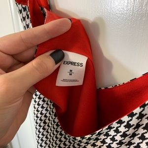 Express Houndstooth black, white and red tank